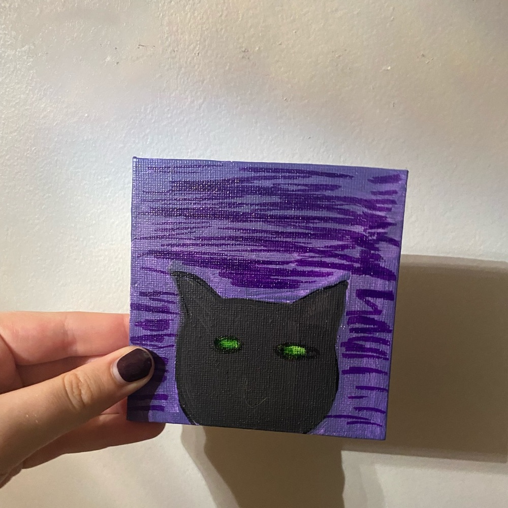 Black Cat Mini Canvas Painting